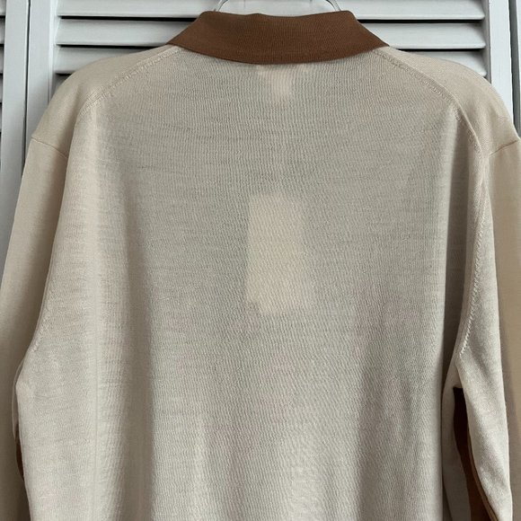 NEW with tags COS knit long sleeve polo shirt brown & beige men’s small rare - Picture 9 of 16